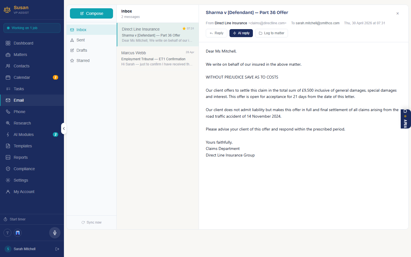 Email client inbox